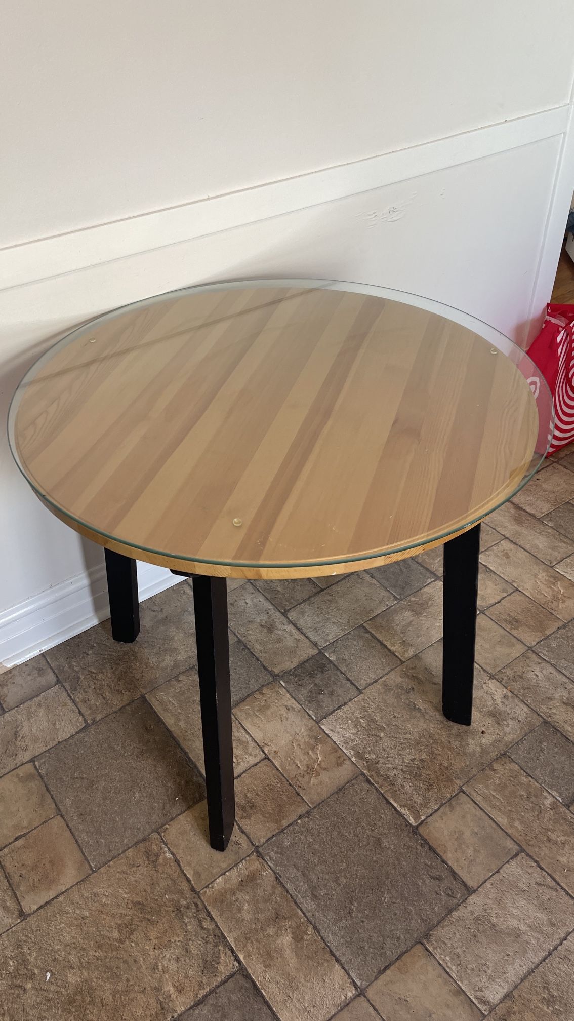 Kitchen Wood Dining Table With Glass 