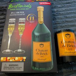 Brickcraft Chateau de Brick Champagne Bottle & Glasses Set