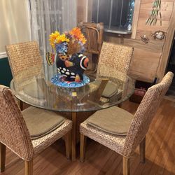 48” Round Glass top Dining Room Table And 4 Chairs