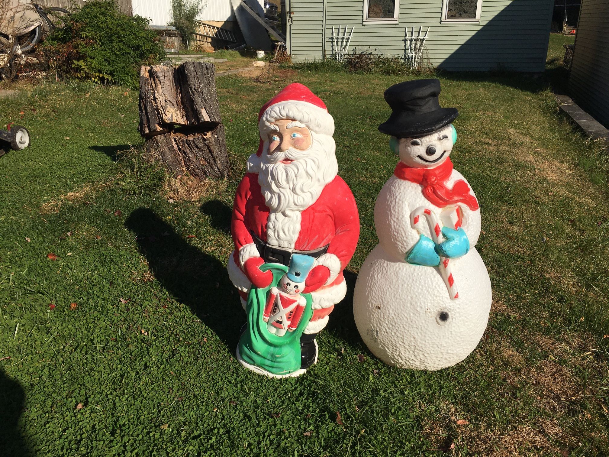 Two Christmas Plastic Yard Decor 