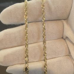 10k Real Gold 3.5mm Rope Bracelet 7 inch Or 8inch