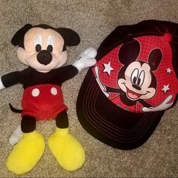 Mickey Mouse Kid Hat & Mickey  Small Plush Doll