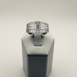 Greek Pattern Filigree Ring In 950 Sterling Silver