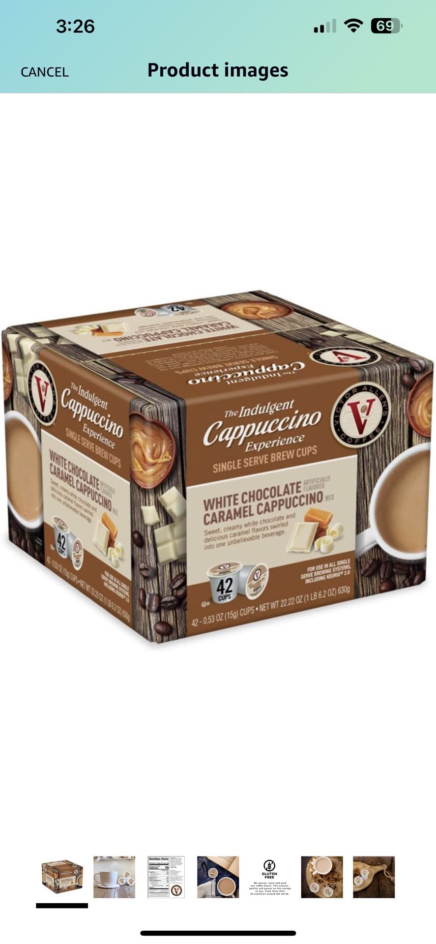 Victor Allen's Coffee White Chocolate Caramel Flavored Cappuccino Mix, 42 Count, Single Serve Cups for Keurig K-Cup Brewers