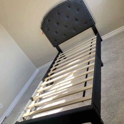 Twin Size Upholstered Platform Bed Frame (Available In Two Colors) 