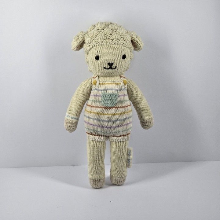 Cuddle and Kind Avery Lamb Knit Plush Doll Stuffed Animal Handmade Knit Peru