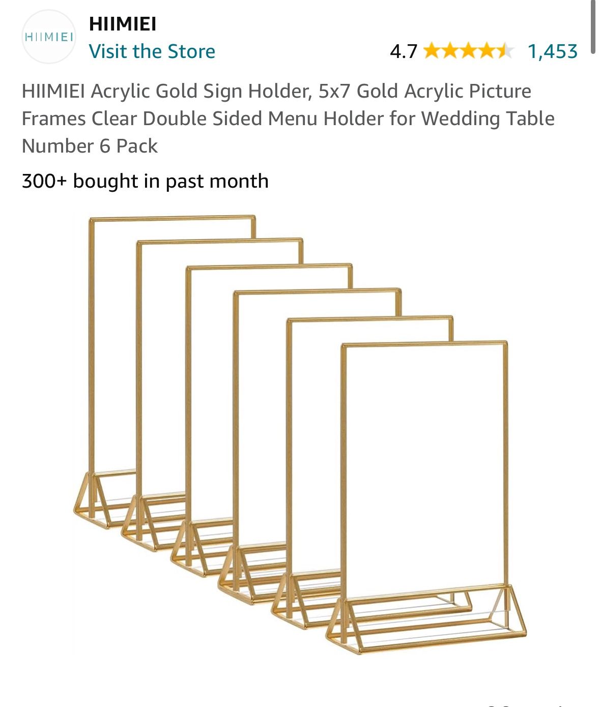 5x7 6pk Acrylic Sign Holder