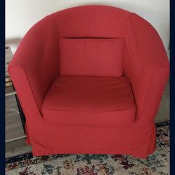Red Comfortable Ikea Armchair 