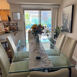 6 Px Dining Table And Leather Chairs