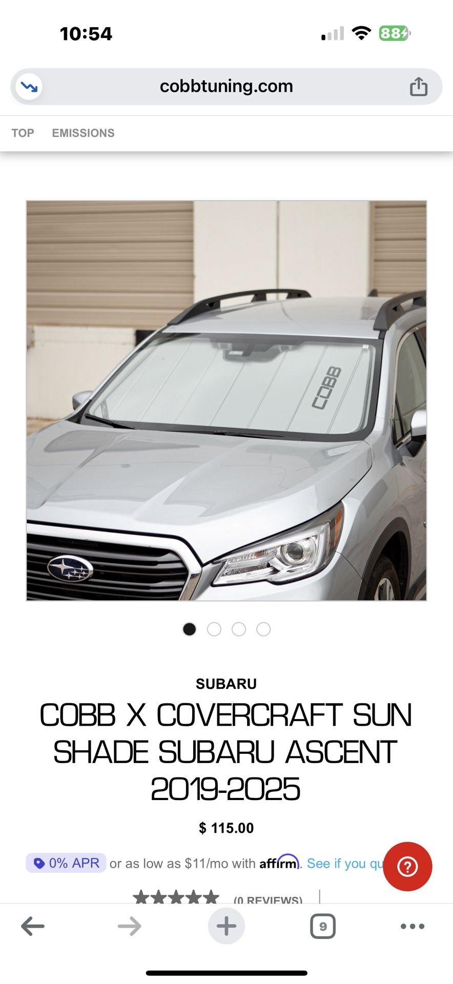 COBB X COVERCRAFT SUN SHADE SUBARU ASCENT