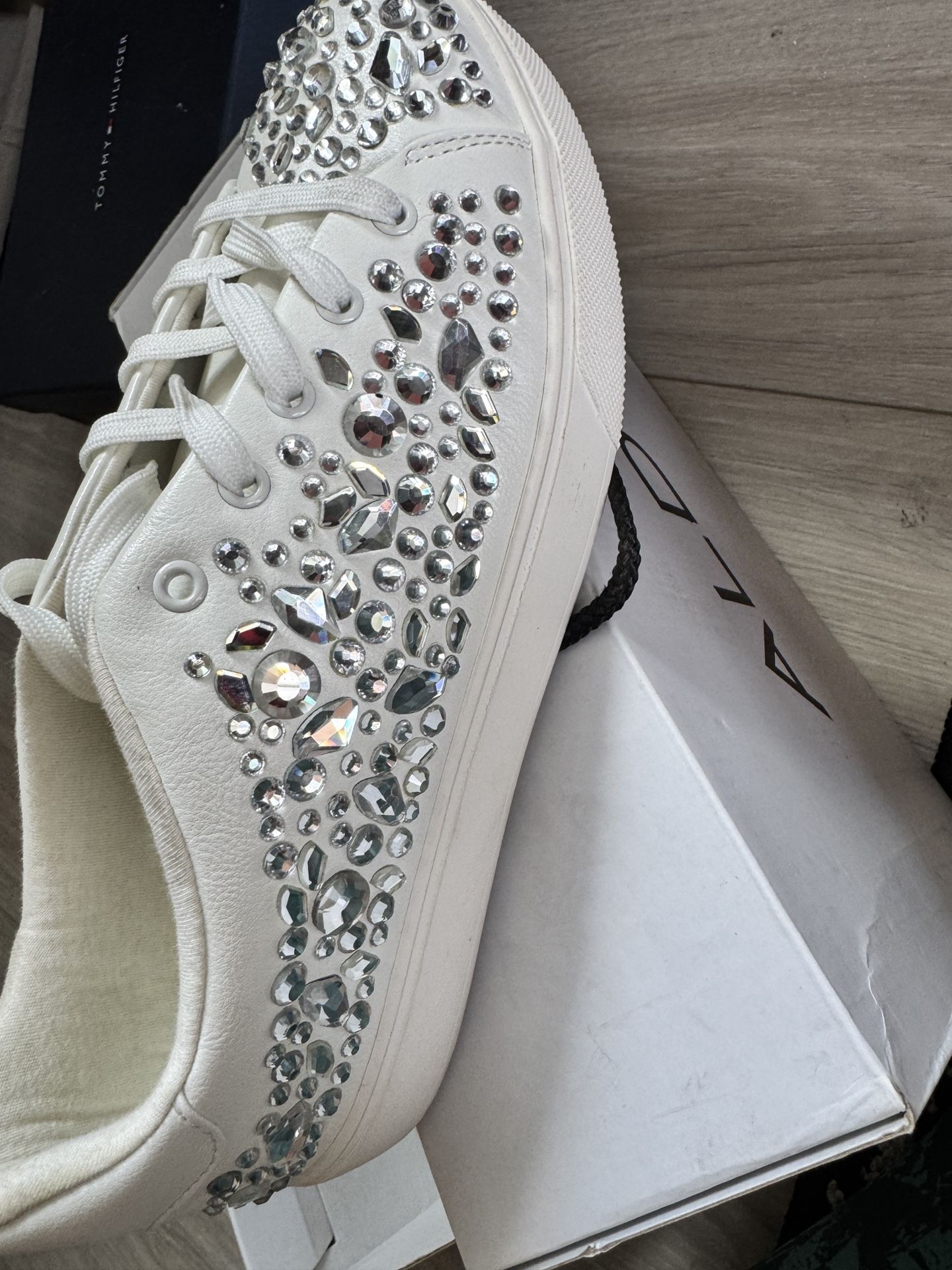 White Blinged Aldo Sneakers Size 9