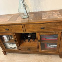 55” Sideboard Buffet With 2 Drawers & Wine Storage 