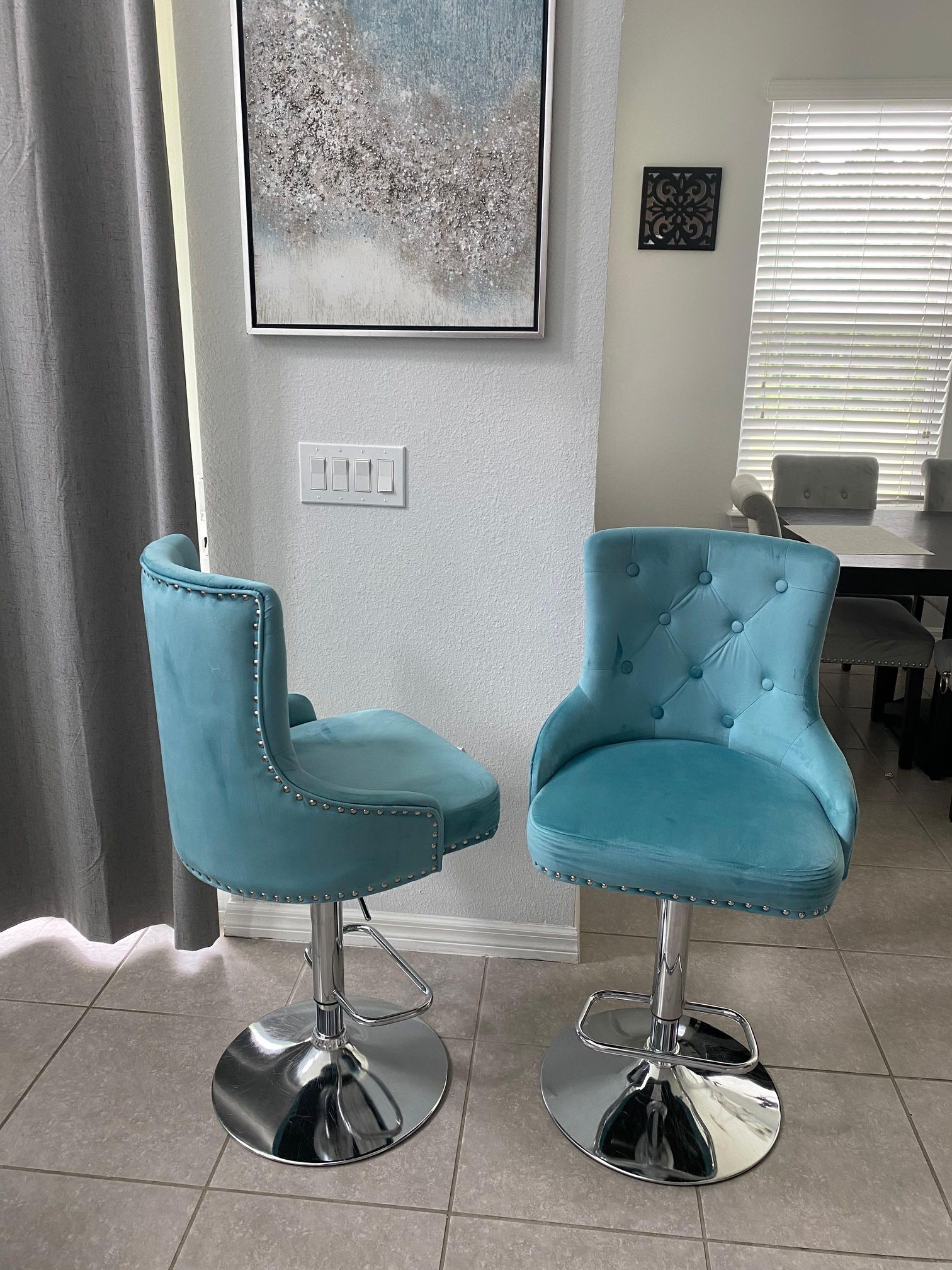 2 Brand New Turquoise Bar Stools
