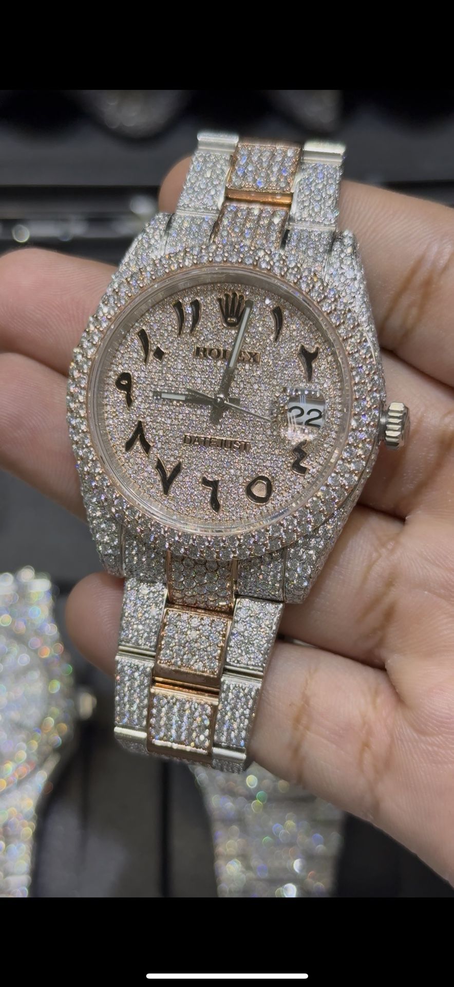 Two- Tone Gold 41MM Moissanite Diamond Watch 22CT