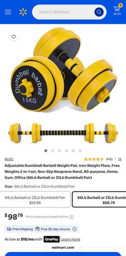 3 in 1 Barbell Dumbell Set 66 pounds Total