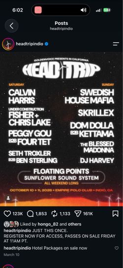 Will buy 2 Headtrip Tickets (Sunday)- Riverside