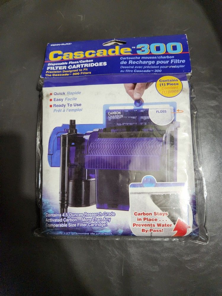 Aquarium Filter Cartridge 2 Packs - for Cascade 300 GPH hang-on Power Filter NIP