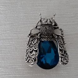 Insect Brooch with a blue gem