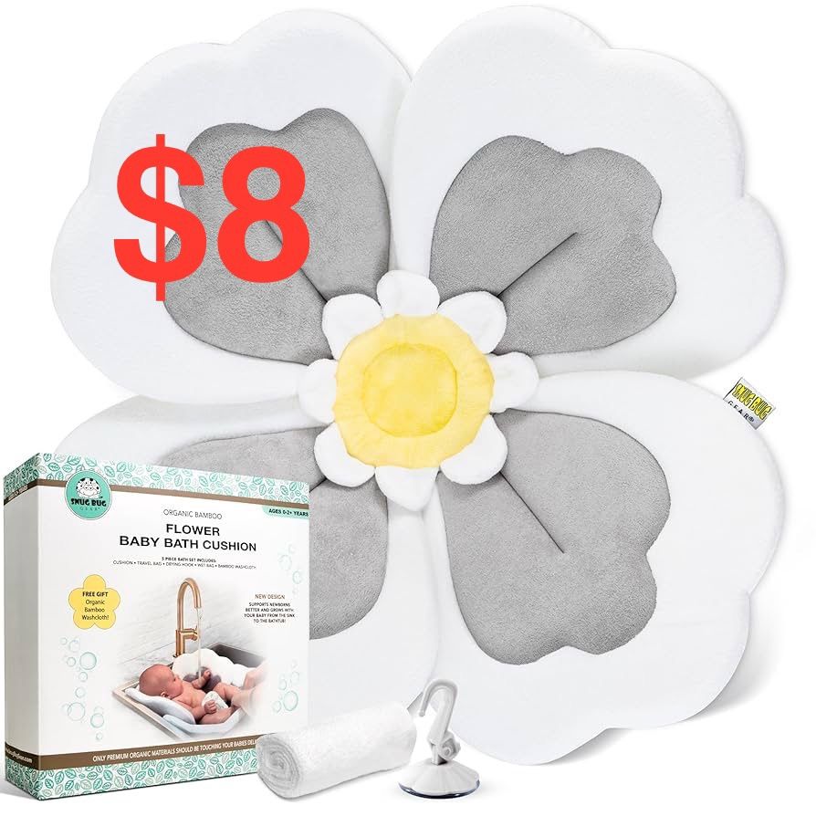 5 Pack Baby Bath Pillow Set, Newborn & Infant Lotus Flower Bathtub Insert Pad with Soft Cover, Travel Bath Tub Insert Pad for Kitchen Sink, Shower & B