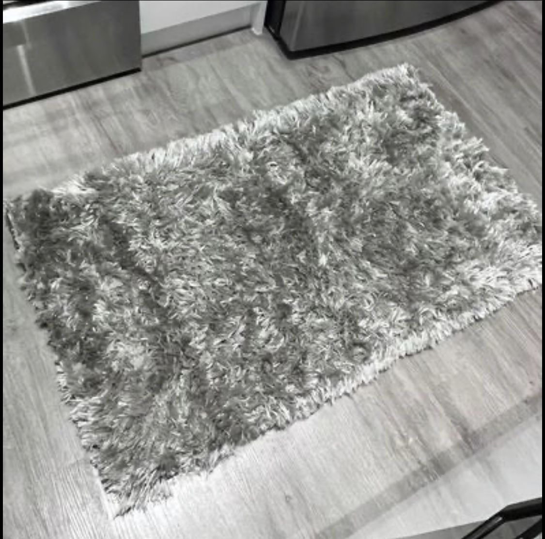 New Bebe Sparkle Area Rug Silver Gray Shag Accent Rug Modern Glam