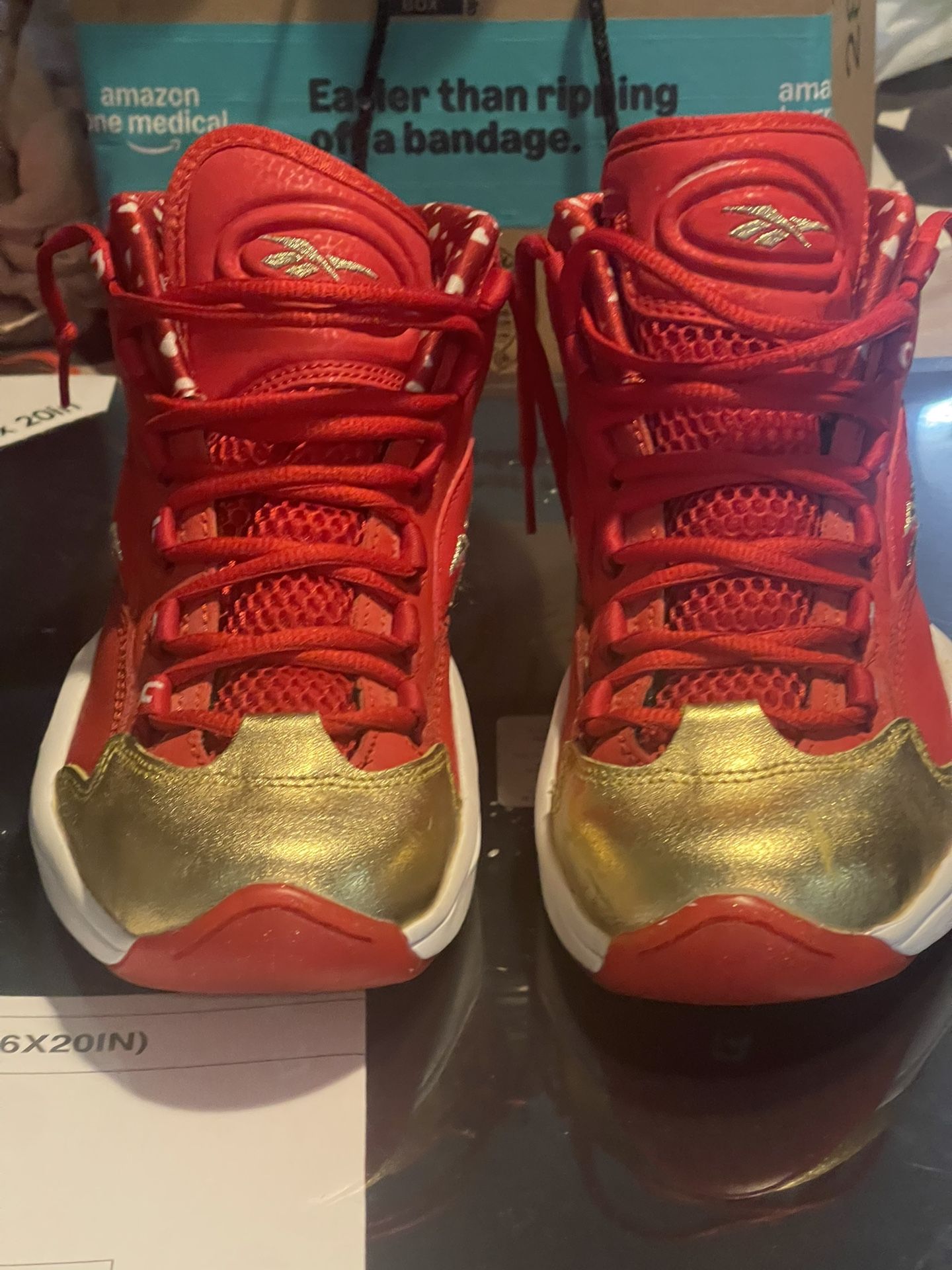 Reeboks Red & Gold Basketball Shoes Size 4 Youth