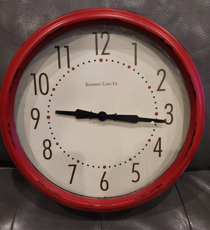 Red 14"Wall Clock /Metal