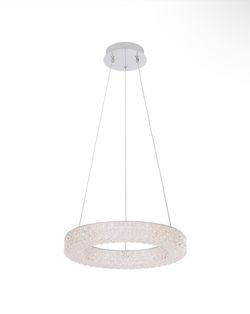 Home Decorators Collection Wesley Park 100-Watt Integrated LED Chrome Pendant Hanging Light with Clear Round Acrylic Ring Shade