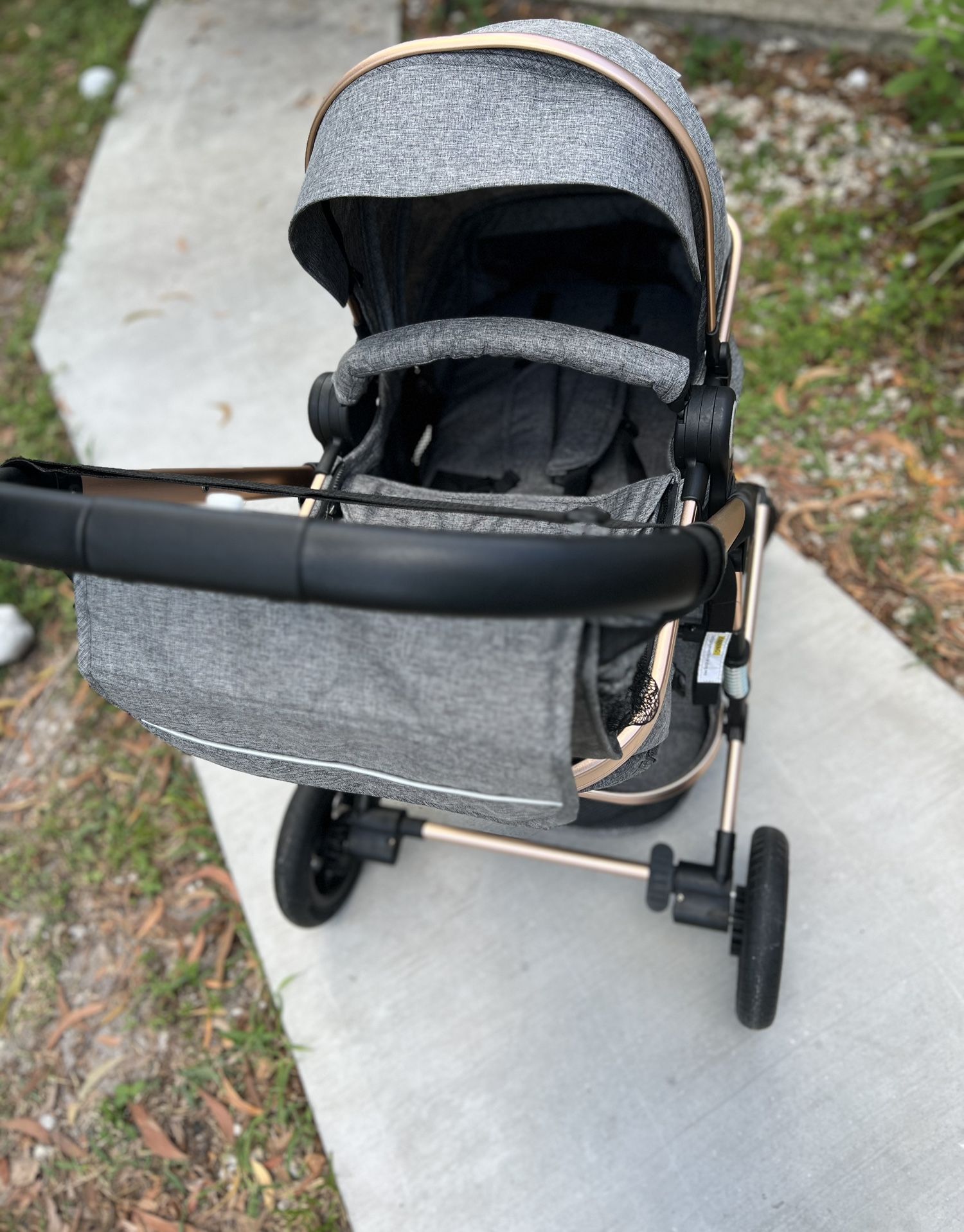 AILEEKISS 3-in-1 Convertible Baby Stroller with Big Seat and Canopy