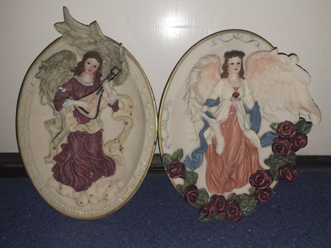 (2) Angel Wall Plaques! 
