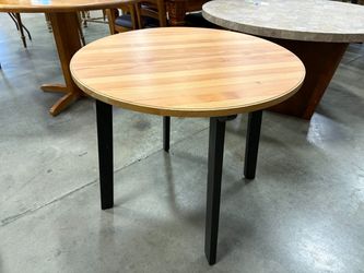 Petite Wooden Dining Table with Painted Black Base and Natural Finish Top