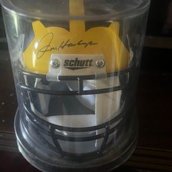 Autographed Jim Harbough Michigan Helmet