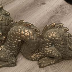 Pier 1 Imports Bronze Gold Dragon Statue Sculpture 