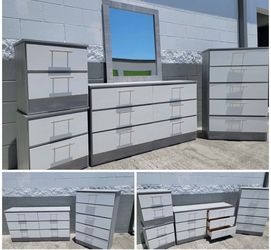 Dresser With Mirror, Chest And Two Nightstands 🌌 Comoda Con Espejo, Gavetero Y Dos Mesitas De Noche 🌌