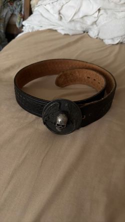 Men’s black leather Skull Belt Size 32