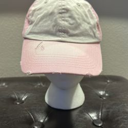 Pink and White Distressed Baseball Cap