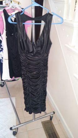 Blk satin rouched dress
