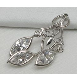 14k Solid White Gold Marquise Chandelier Charm.