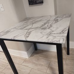 Benjara Faux Marble Kitchen Table And Side Table Set 