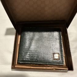 Gucci Vintage Mens Crocodile Bi Fold Wallet New w/Card slots 