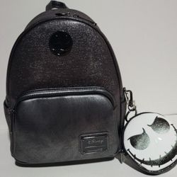 Loungefly Nightmare Before Christmas Embossed Print Backpack Coin Jack Mew With Tags 