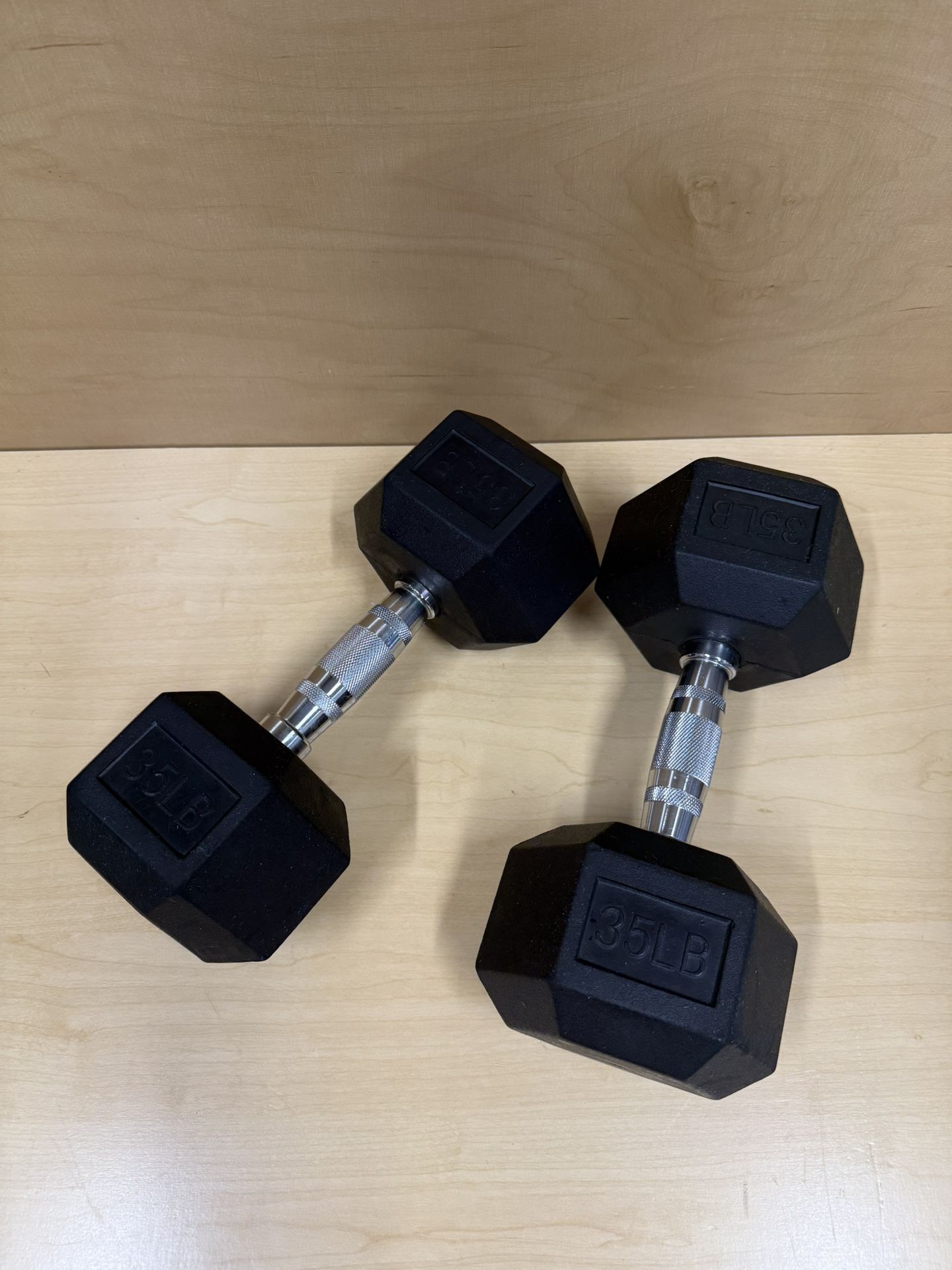 2— 35 Pound Rubber Dumbbell Weights