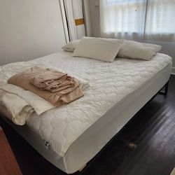 King Bed Set (Frame, Mattress, Pillows, Comforter Set, Topper)