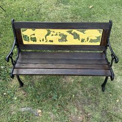 2 Kids Benches, One Has Metal Panel, $50, Other Is Plastic