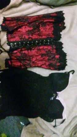 Corset and evening lace gown