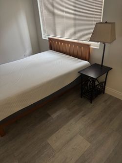 Full size bed and mattress and lamp