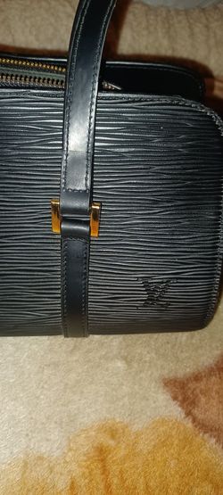 LOUIS VUITTON Souffot Handbag Black Epi Leather LV Logo Pre-owned