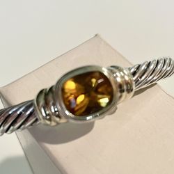 Authentic David Yurman Sterling Silver 14k Citrine Noblesse Designer Bracelet