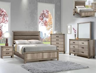 Light oak rustic queen bedroom set 