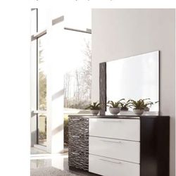 Modern dresser and nightstand set, Contemporary, Black And White