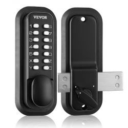  802#Mechanical Keyless Entry Door Lock, 14 Digit Keypad, Outdoor Gate Door Locks Set with Surface-mounted Latch, Water-proof Zinc Alloy, Keypad and K